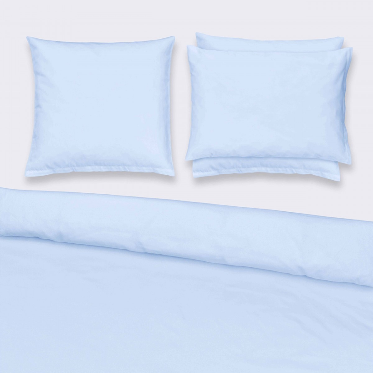 Plain satin bed linen set in sky blue